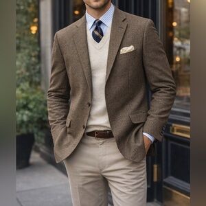 Ralph Lauren Brown Houndstooth Sport Coat Blazer Men’s 40R Classic